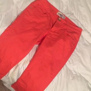 Bright coral capris